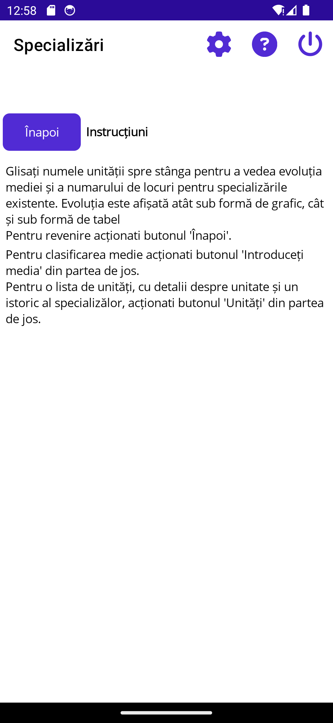 Instructiuni specializari